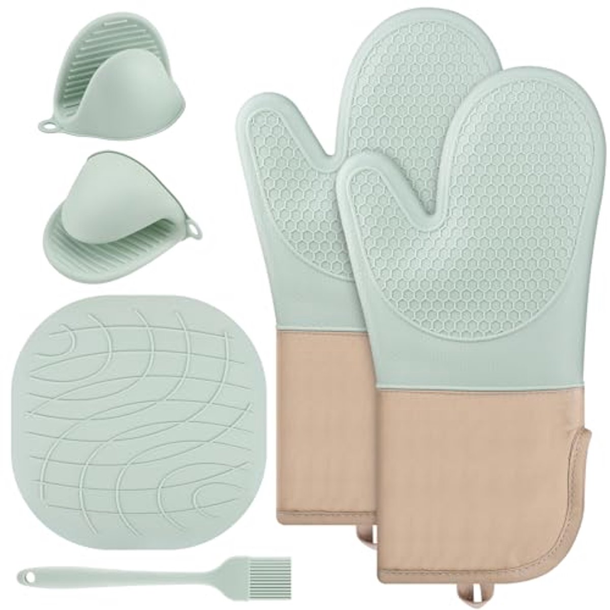 Hittebestendige ovenhandschoenen set van 6 voor koken en bakken