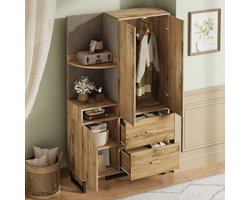 Compacte garderobe 110x186x38 cm – Flurgarderobe met gepolsterde panelen, wandkast, plank & schoenenkast, elegante halgarderobe voor gang & entree