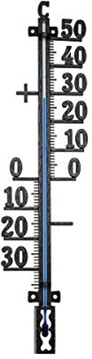 Thermometer van gesmeed metaal, zwart, 42 cm