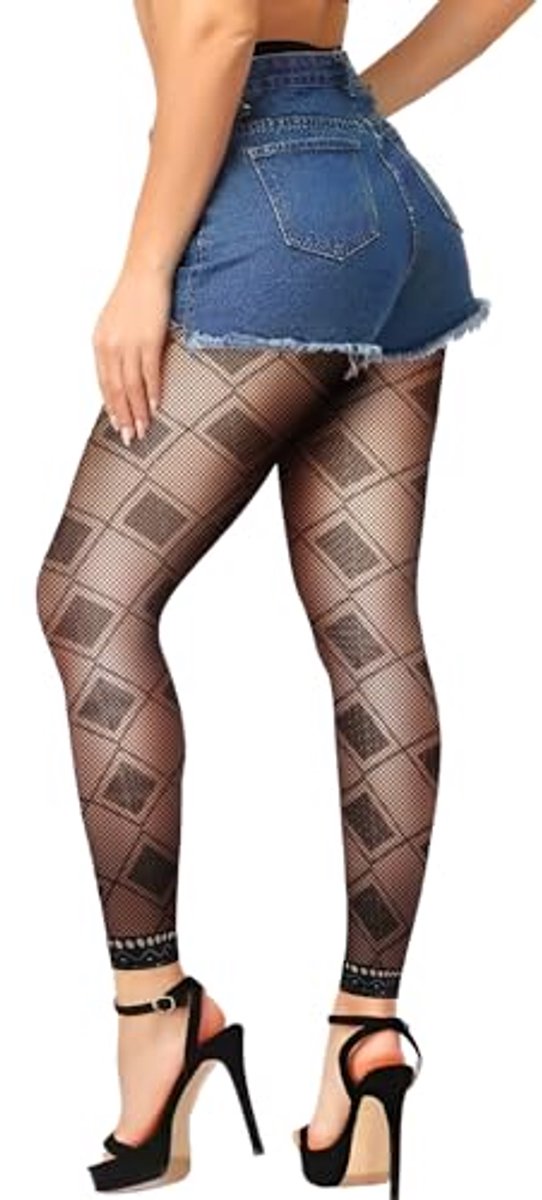 Dames Hoog Getailleerde Voetloze Visnet Panty's voor Cosplay en Feestjes