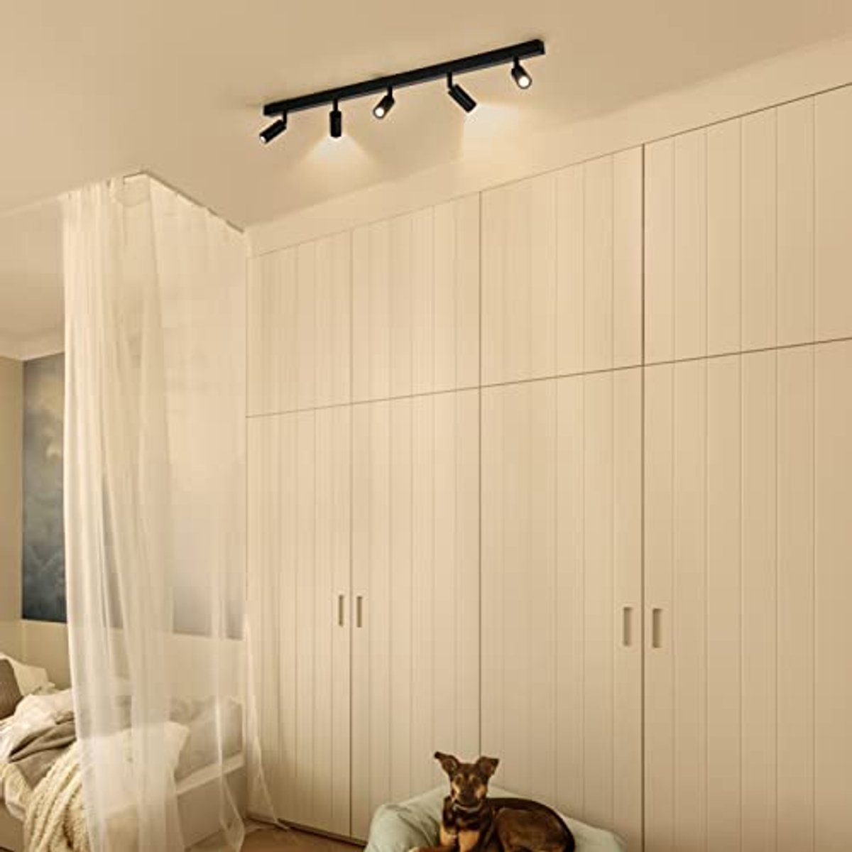 Moderne Draaibare LED Plafondlamp met 5 Spots - Zwart - 3000K Warm Wit - Energiezuinig en Duurzaam