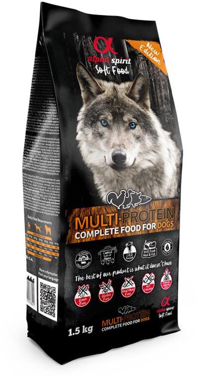 Alpha spirit Alpha Spirit Multiprotein - Hondenvoer - Volledig & Natuurlijk - Zacht & Rijk aan Vlees - 85% Dierlijke Eiwitten