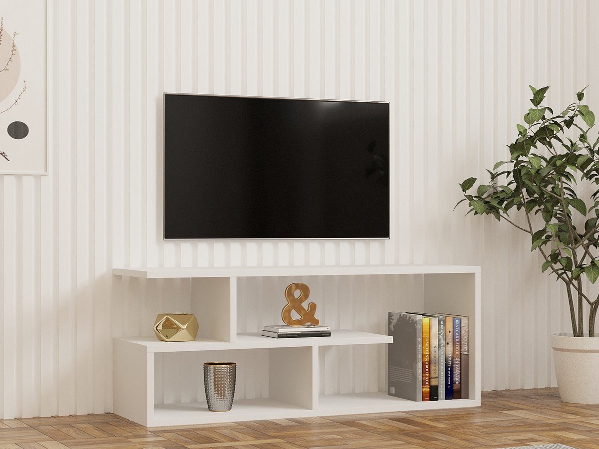 Asir - TV-standaard - Wit - 100 x 29,6 x 40 cm