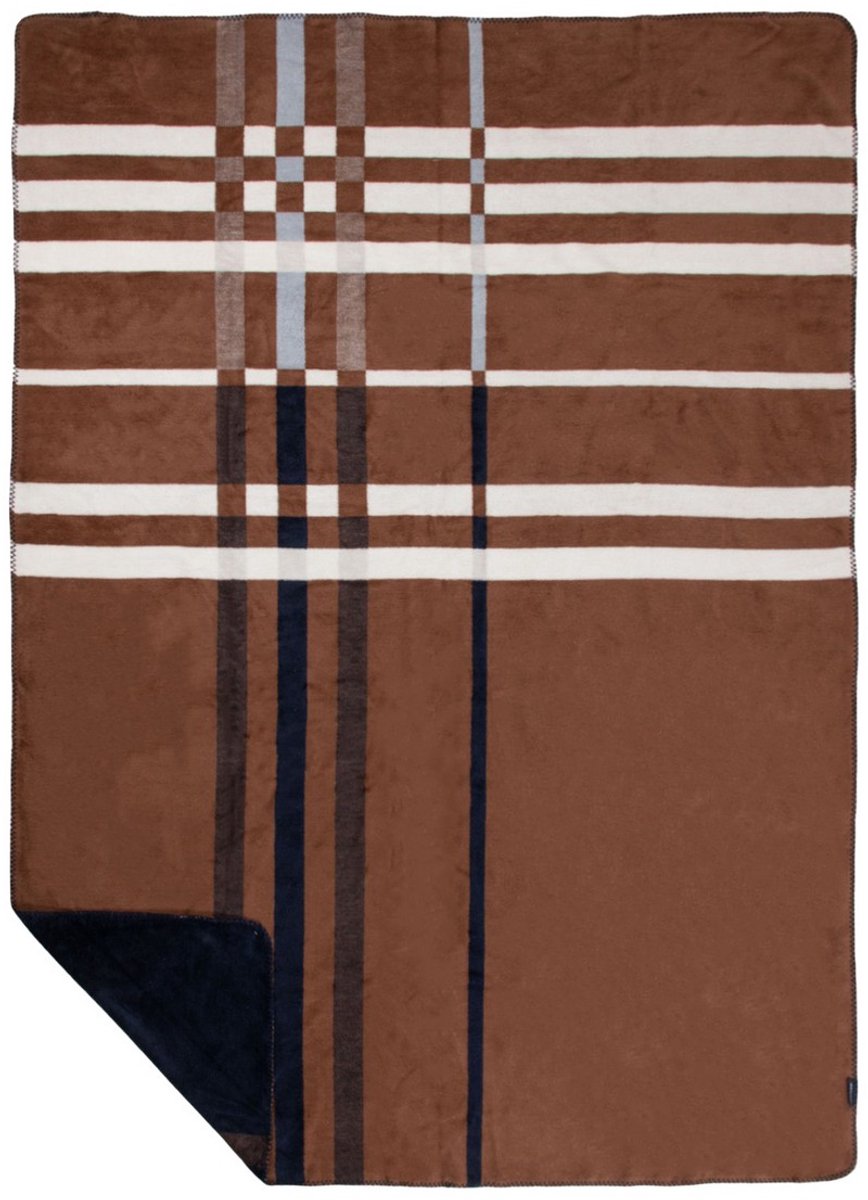 Mars & More Plaid Grote ruit blauw bruin xl 150x200cm Multi