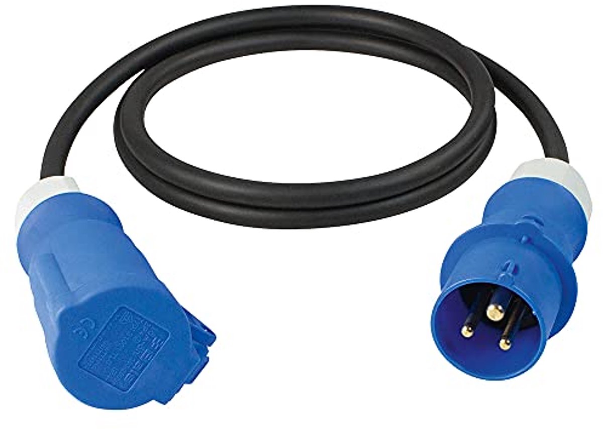 CEE Verlengkabel voor Caravans met 3-Polige Stekker en Koppeling, IP44, 230 V/16 A, 1,5 meter