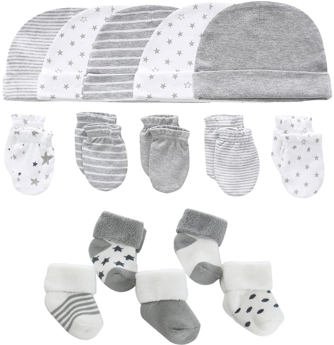 Unyqoos® Comfortabele en Zachte Babyset met Hoeden, Handschoenen en Sokken voor Pasgeborenen