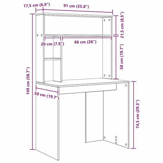 Bureau met Wielen met lade Wit 91 x 50 x 77 cm Bewerkt hout