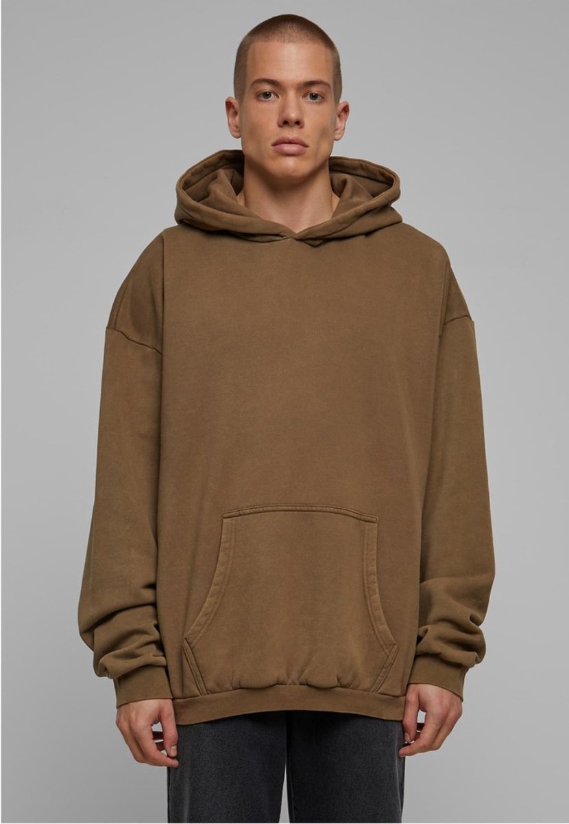 Urban Classics Acid Washed Hoodie/trui S Olijfgroen