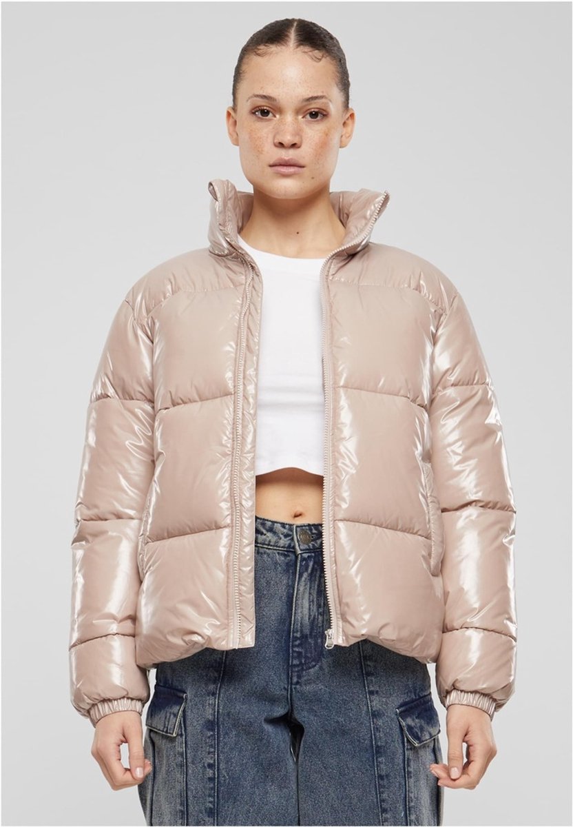 Urban Classics Recycled Short Shiny Gewatteerd jack 4XL Roze