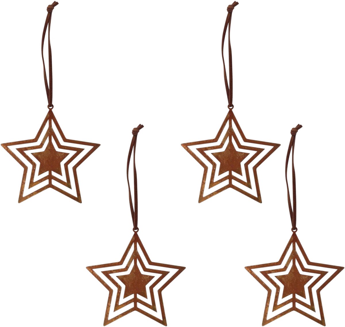 Ster Kleine roestige kersthanger (set 4) - Pluto Design