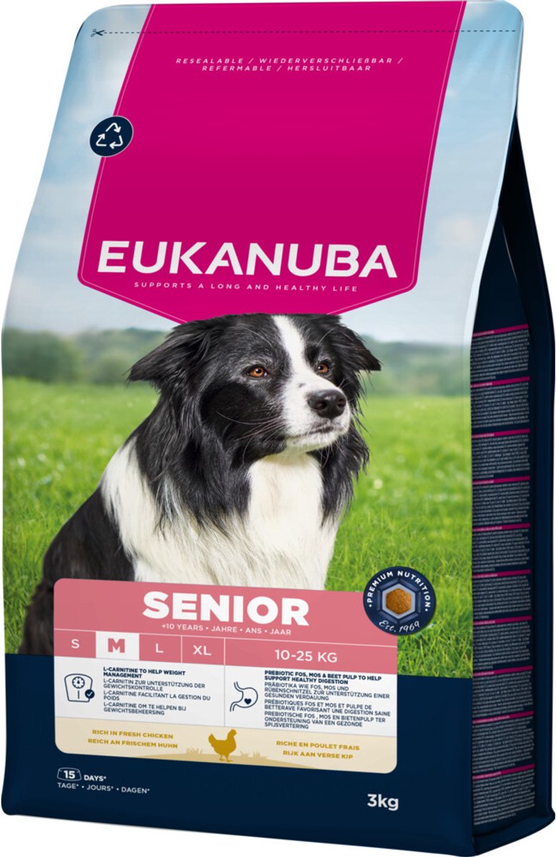 Eukanuba Life Care Dog Senior Medium Hondenvoer Chicken 3 kg