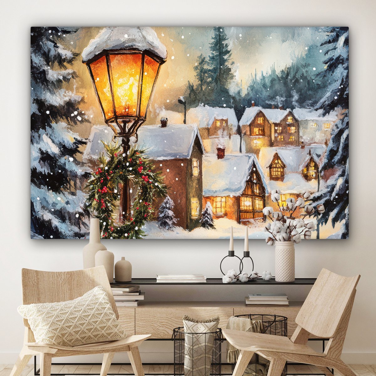 Canvas schilderij 180x120 cm - Wanddecoratie Kerstdorp - Huizen - Sneeuw - Kerst - Muurdecoratie woonkamer - Slaapkamer decoratie - Kamer accessoires - Schilderijen op canvas - Kerstdecoratie voor binnen - Kerstversiering - Kerstmis versiering – foto 7