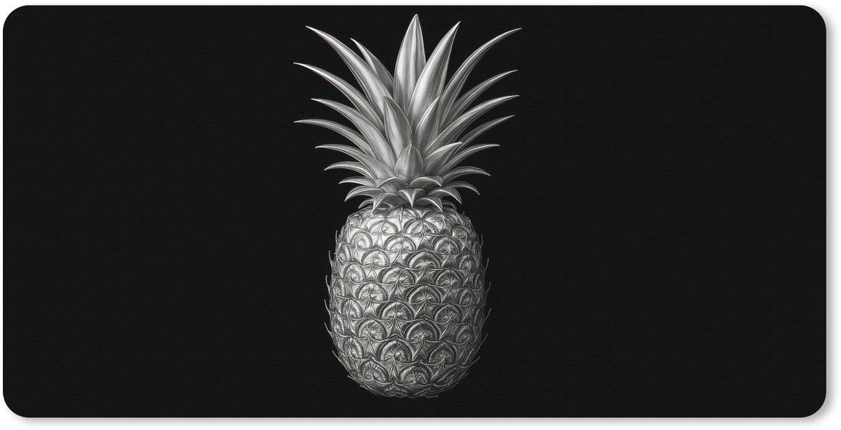 Muismat XXL 80x40 cm - Bureau onderlegger - Bureau mat Ananas - Gedetailleerd - Bladeren - Bureaumat - Gaming mousepad xl - Bureaulegger groot - Computer deskmat