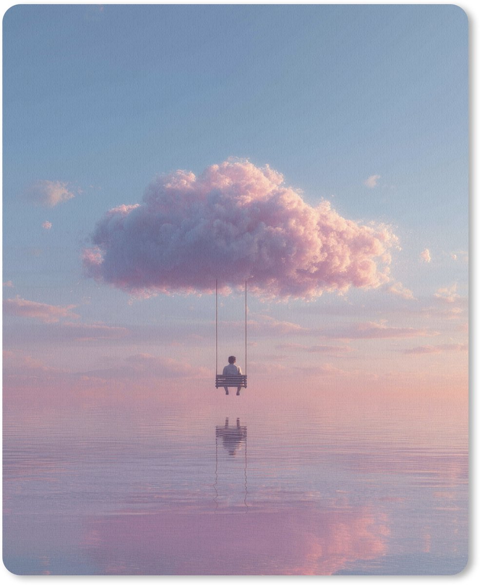 Muismat 19x23 cm - Mousepad Wolk - Schommel - Kleurrijke lucht - Muismatten