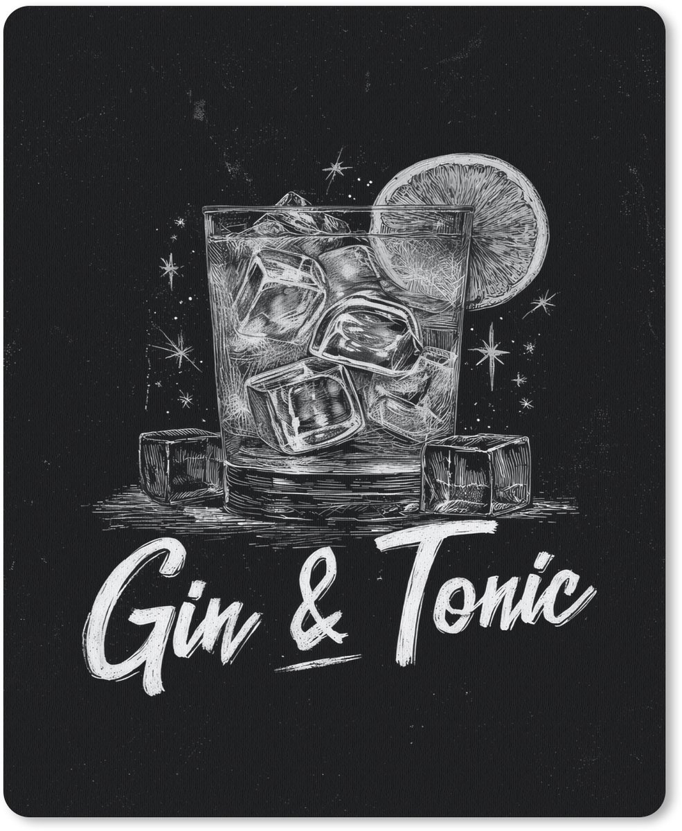 Muismat 19x23 cm - Mousepad Gin en tonic - Glas - Limoen - Ijsblokjes - Muismatten