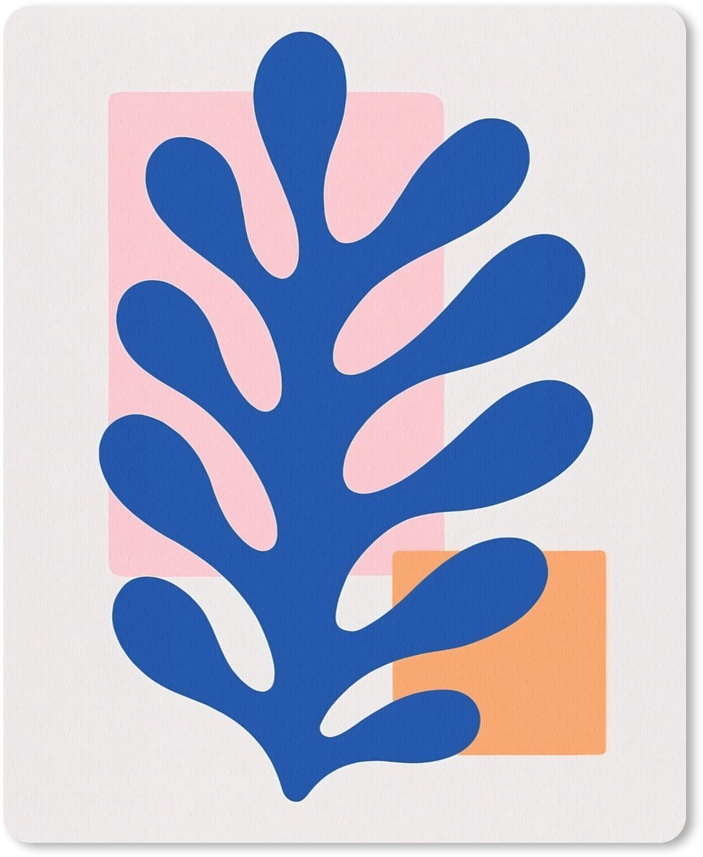 Muismat 19x23 cm - Mousepad Abstract - Blad - Blauw - Rechthoeken - Muismatten