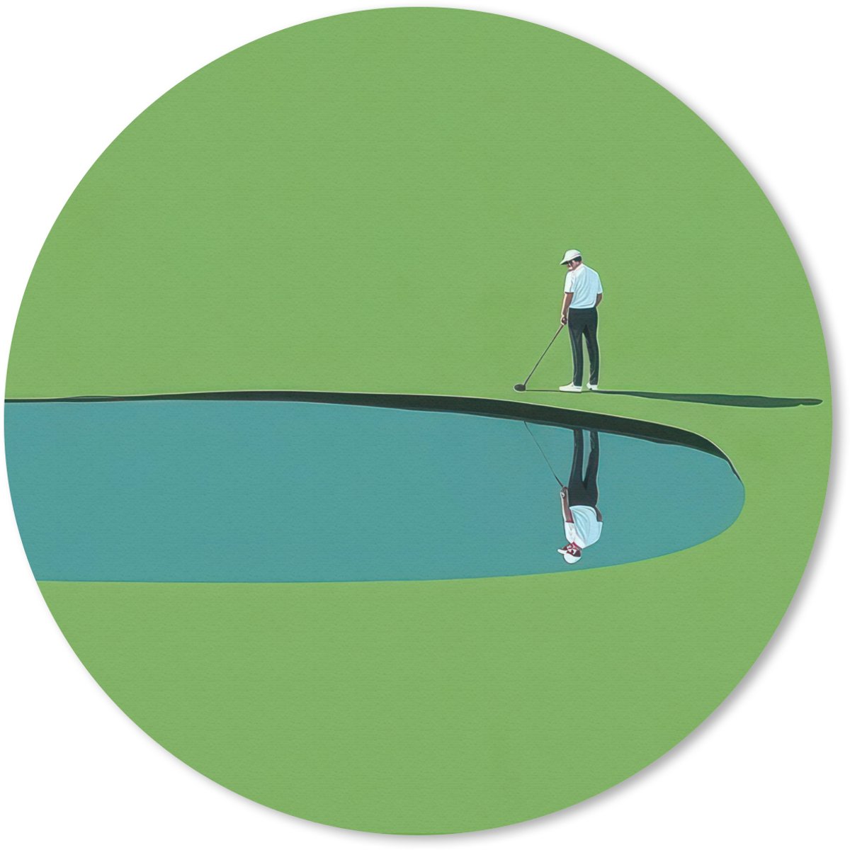 Muismat rond 20x20 cm - Mousepad Persoon - Golf - Water - Blauw - Ronde muismatten