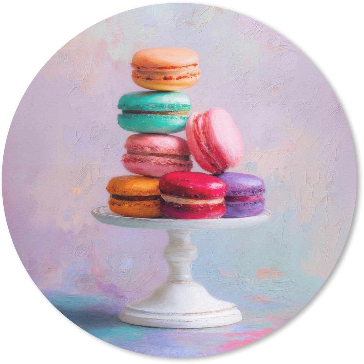 Muismat rond 40x40 cm - Mousepad Macarons - Schaal - Pastel - Kleurrijk - Ronde muismatten