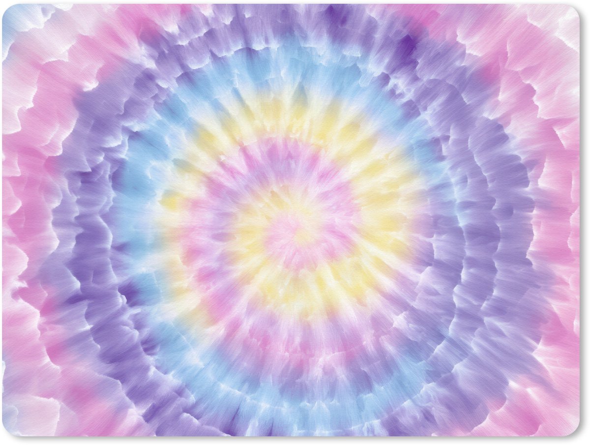 Muismat 23x19 cm - Mousepad Spiraal - Tie dye - Pasteltinten - Muismatten