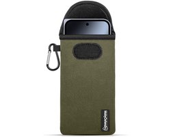 MobyDefend Hoesje - Geschikt voor Google Pixel 10 Pro Fold - Neopreen Pouch Met Karabijnhaak - Insteek - Riemlus - Groen