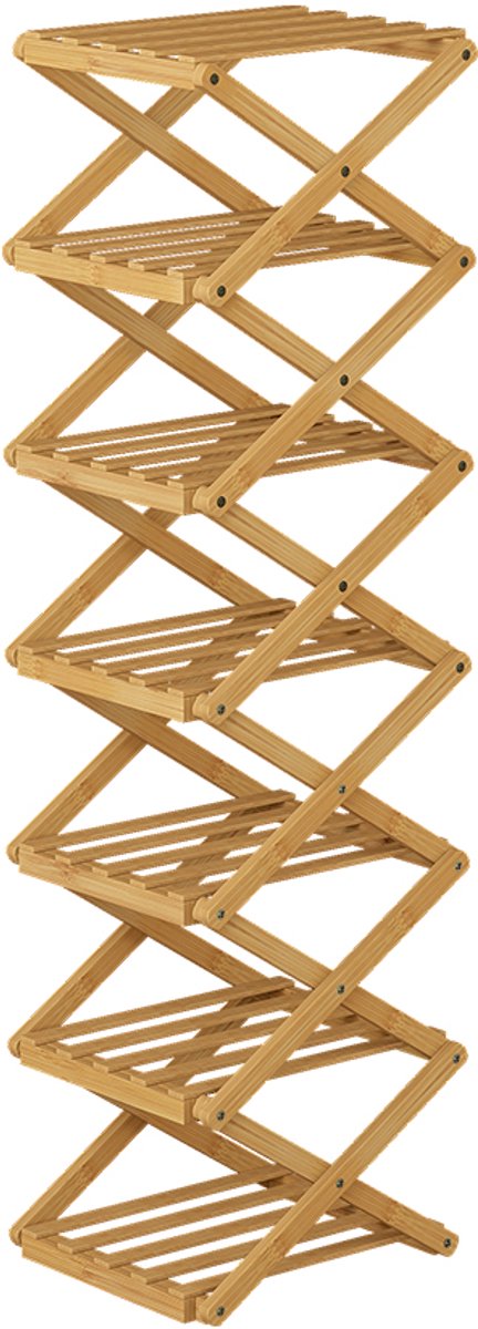 Vicco Ziggy Schoenenkast – 26 x 100.5 cm met 7 compartimenten Bamboe
