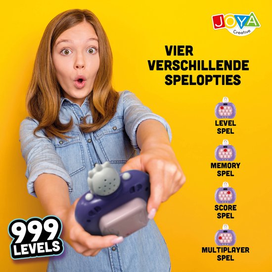 Joya Creative Pop It Manette de jeu Unicorn - 999 niveaux - Avec lumière et son - Jouet Fidget - Affichage numérique - Jouets Montessori - Jouets anti-stress - Jouets de voyage - Pop ou Flop