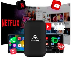 AutoSky AI Box Lite Plus 2.0 Draadloze Carplay Dongle - Geschikt voor draadloze Apple CarPlay & Android Auto - Netflix & YouTube streaming - USB-A/USB-C - Voor Auto's vanaf 2016 - Bedrade Carplay draadloos maken