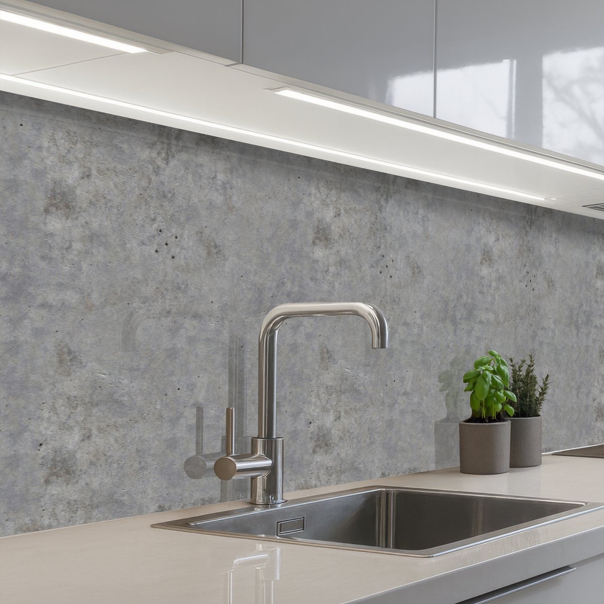 Keuken achterwand 400x80 cm - Spatscherm zelfklevend Beton - Industrieel - Patronen - Muurbeschermer - Spatwand fornuis