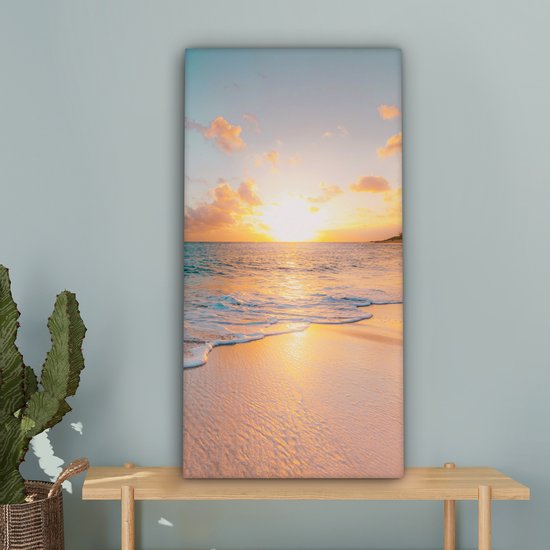 Peinture sur toile - Plage - Soleil - Nuages - Mer - Eté - Peintures sur toile - Toile - 40x80 cm - Décoration murale - Chambre