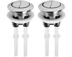 Dubbele Spoelknop Toilet - 38 Mm Pop-Up Knop - Twee-Modus Spoel Functie Verstelbare Schroeven - 2 Stuks - Badkamerrenovatie Zilver