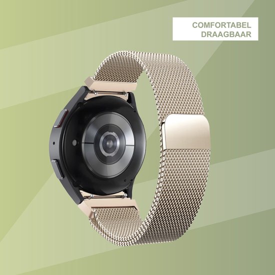 Bracelet passant milanais Bandz adapté pour Galaxy Watch 6 / 6 Classic / 5 40 mm & 44 mm / 5 Pro / 4 & Watch 4 Classic - Matériau en acier tressé de haute qualité - Bracelet milanais avec fermoir magnétique - or rose