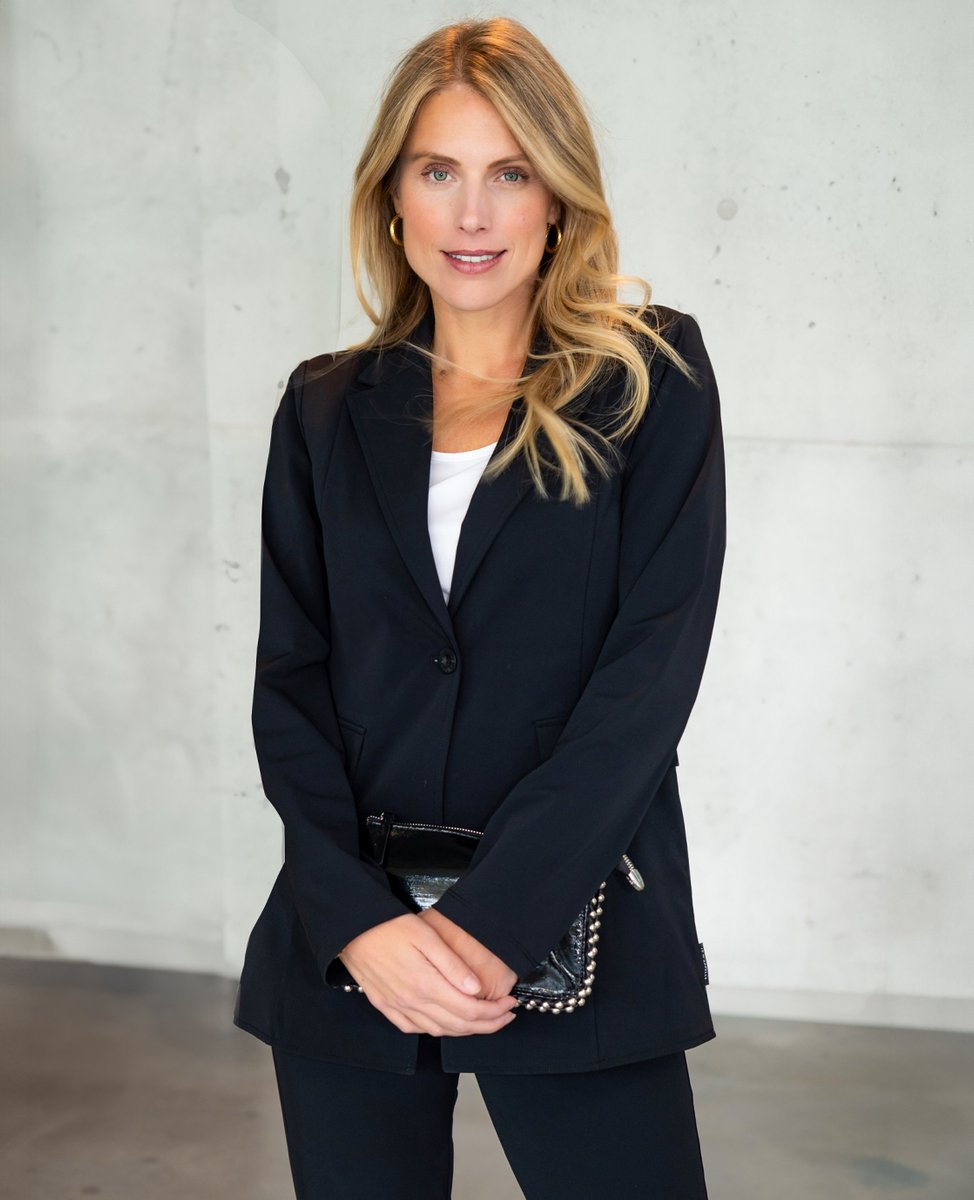 Je m'appelle Travelstof Dames Blazer Met stretch - Zwart - Maat S