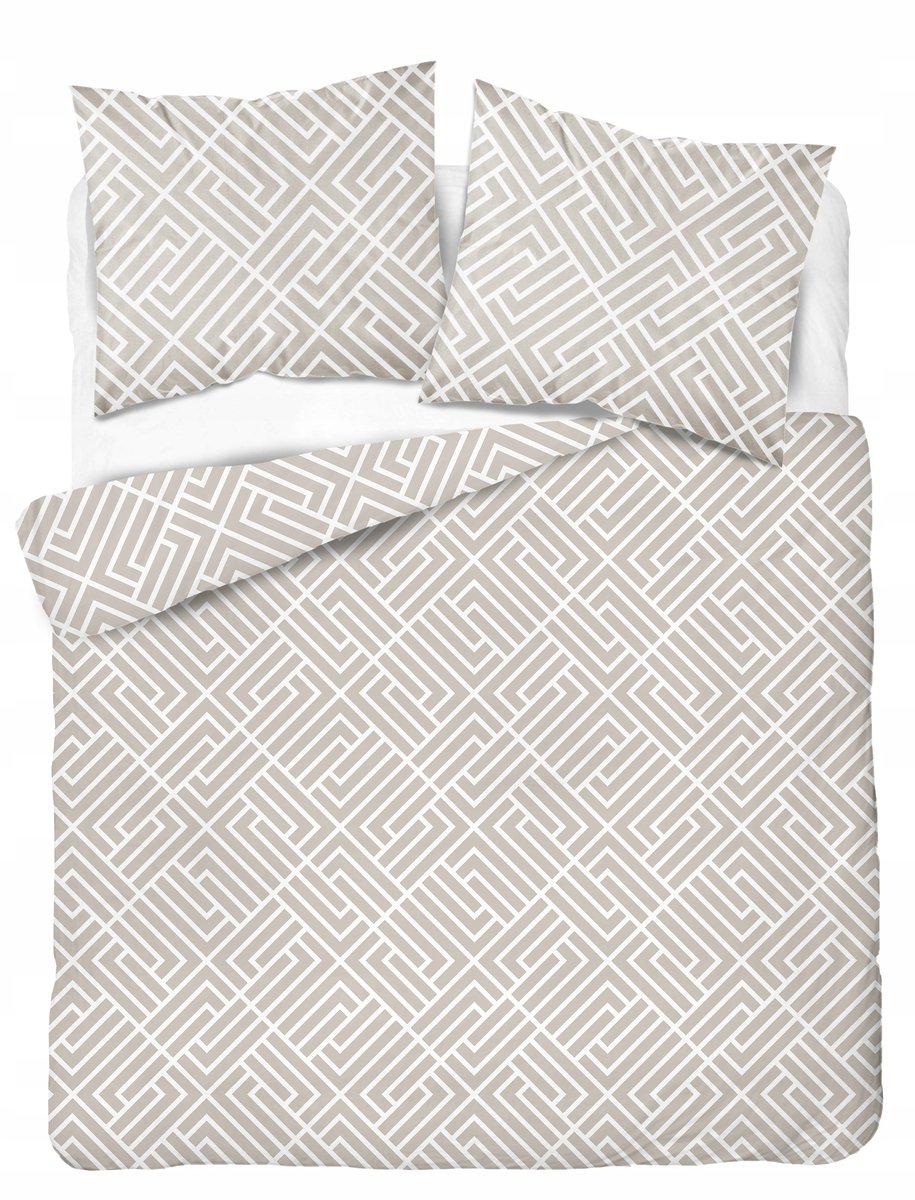 Luxe Katoenen Dekbedovertrek Set Beige Geometrisch 200x220