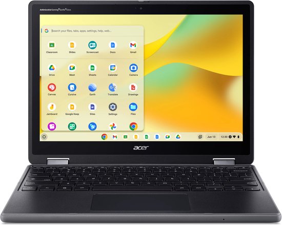 Acer Chromebook R857T-TCO-C04U Intel® N N150 31 cm (12.2") Touchscreen WUXGA 8 GB LPDDR5x-SDRAM 64 GB eMMC Wi-Fi 6E (802.11ax) ChromeOS US International Zwart