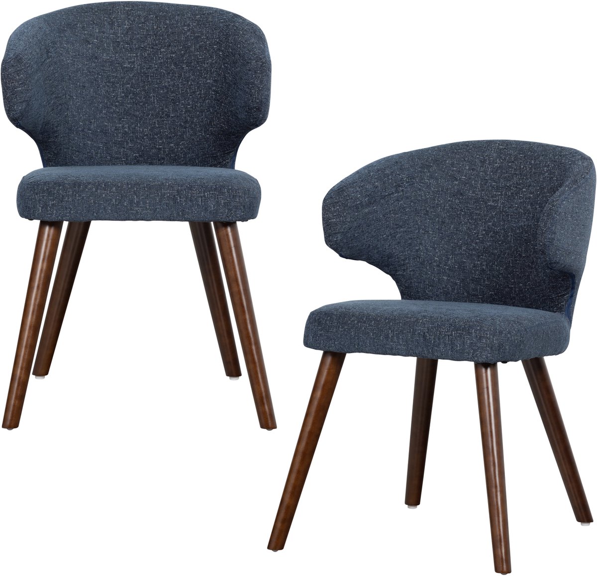 vtwonen Cape Eetkamerstoelen - Gemeleerde Stof - Blauw - 77x55x65 cm - Set van 2