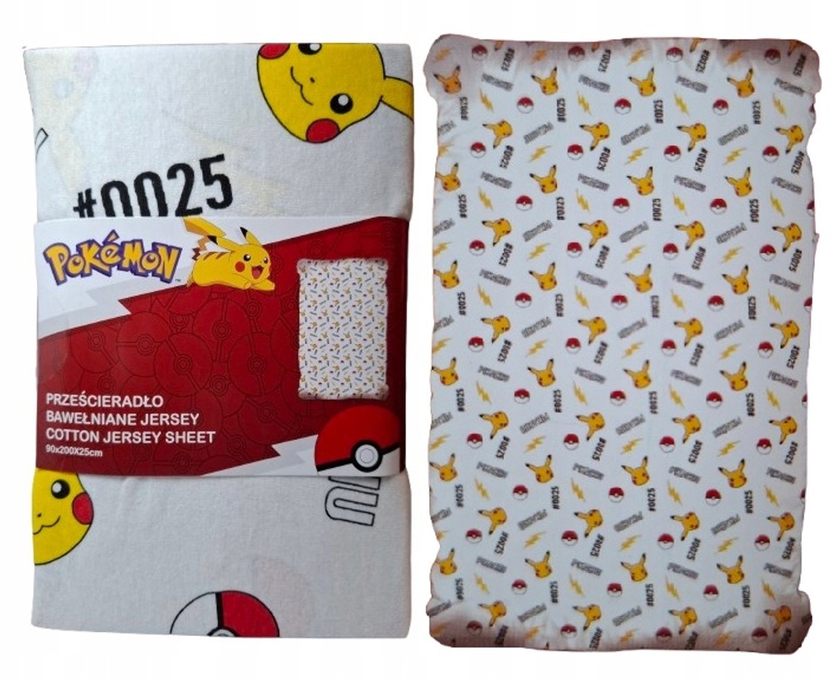 Pokemon Pikachu Jersey Hoeslaken met Elastiek 90x200cm