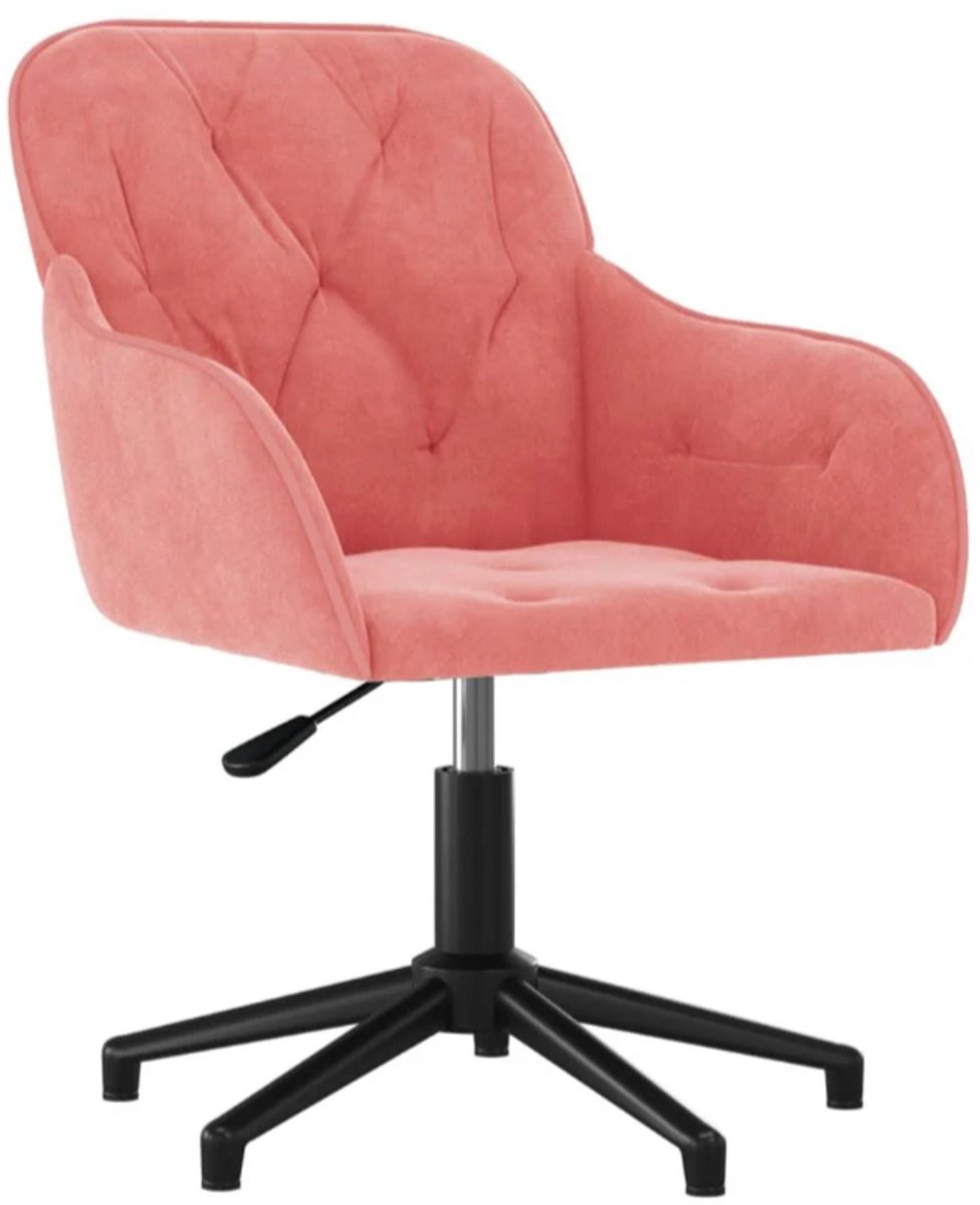 Kantoorstoel draaibaar fluweel roze