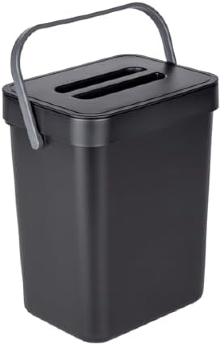PromoHome Compacte Prullenbak met Handgreep - 5 Liter Inhoud - Eenvoudige Wandmontage