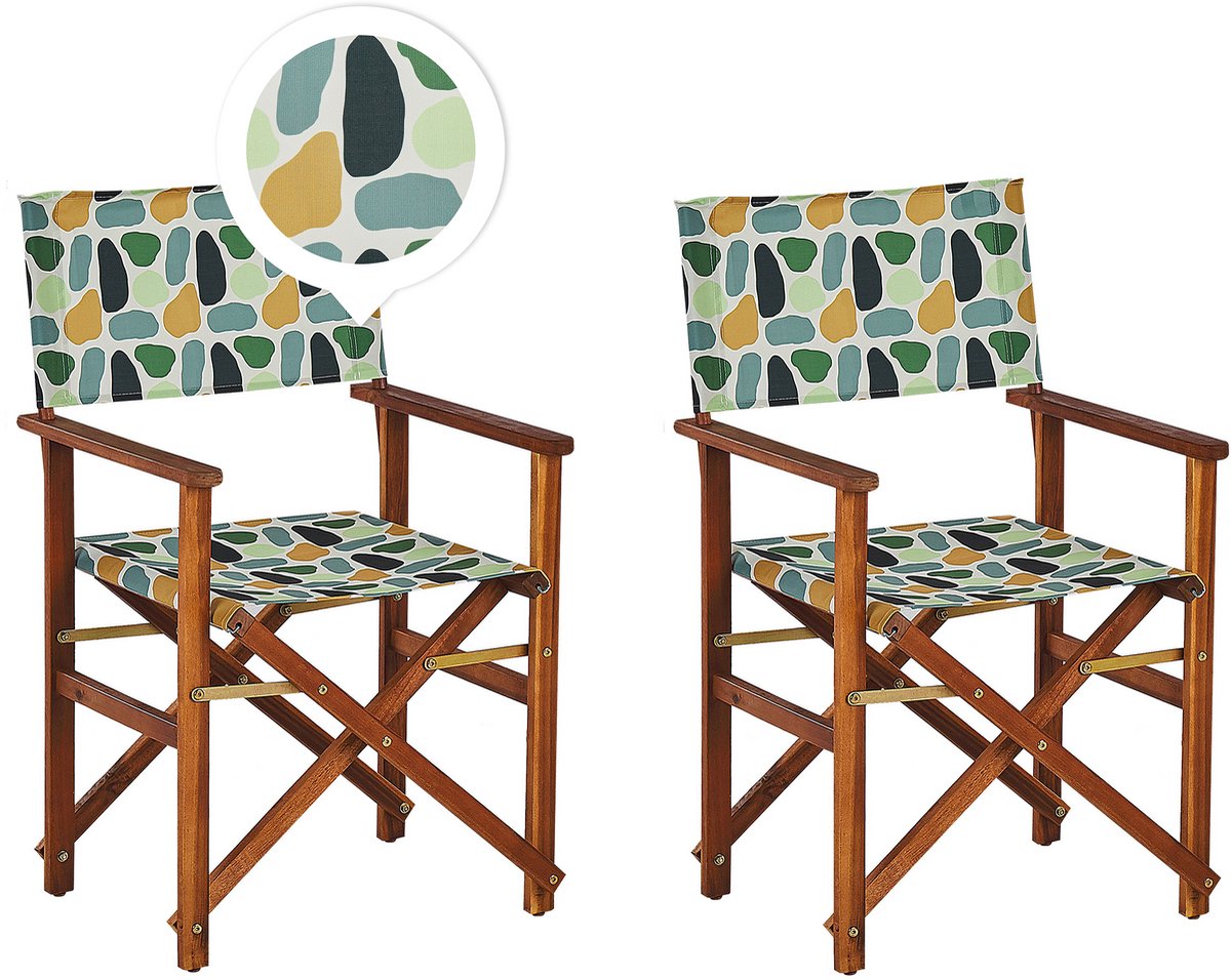 CINE - Tuinstoel set van 2 - Donkerbruin/Abstract - Polyester