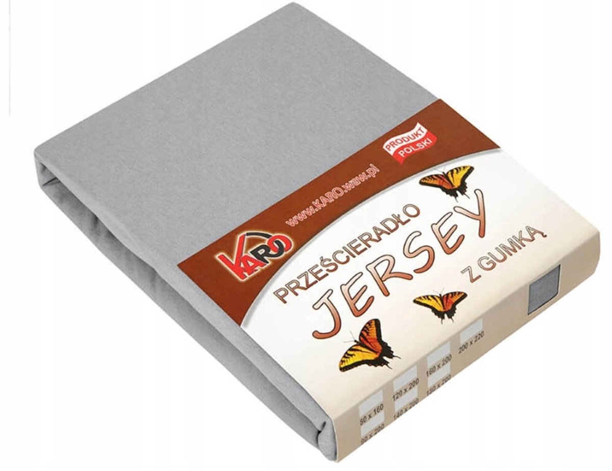 Jersey hoeslaken 160x200 cm grijs met elastiek, 100% katoen