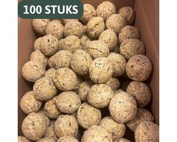 Famiflora mezenbollen zonder Net - 100 Vetbollen à 90 gram - Voedzame Traktatie voor Tuinvogels - Zonder netje: veiliger voor vogels en beter voor het milieu omdat geen plastic achterblijft