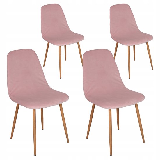 4 Housses de siège scandinaves roses - Velours élastique