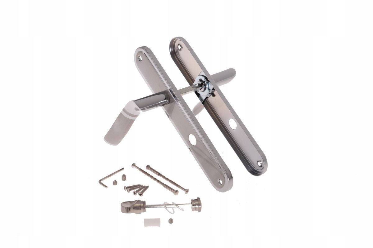 Deurkruk met langschild 72mm WC-sleuf, chroom RVS