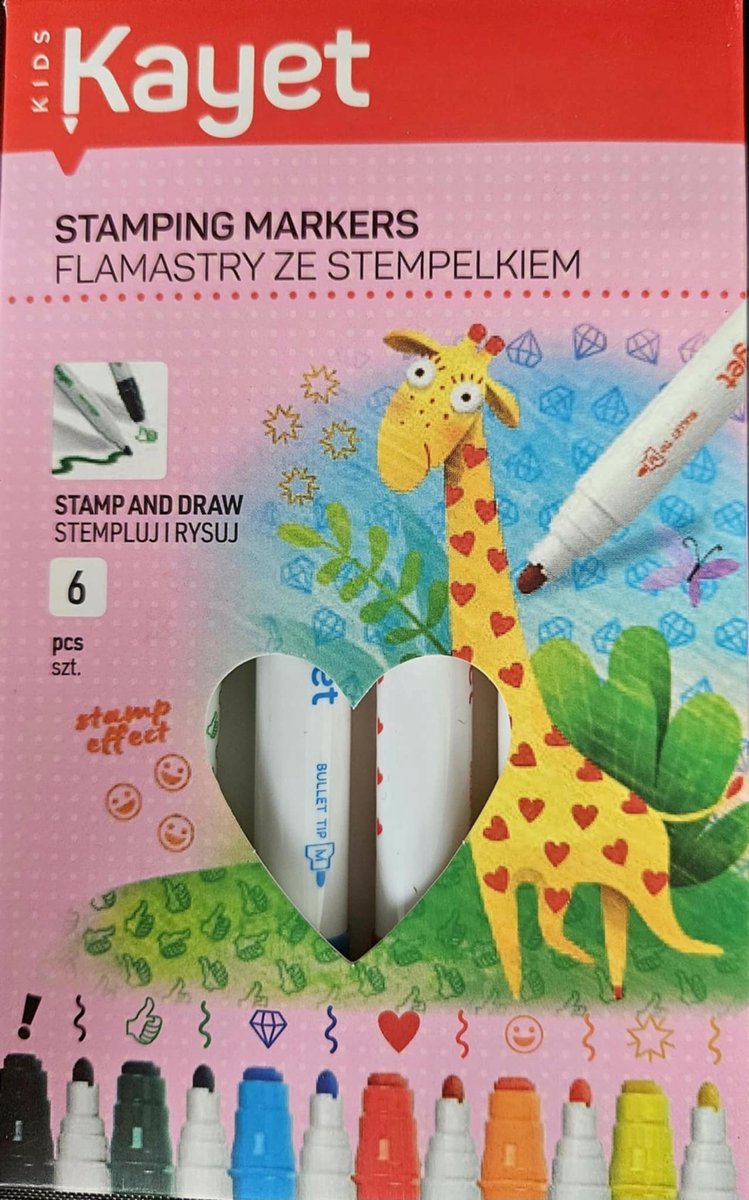 Kayet Stempel Markers Set - 6 Kleuren, Creatief Tekenen & Stempelen