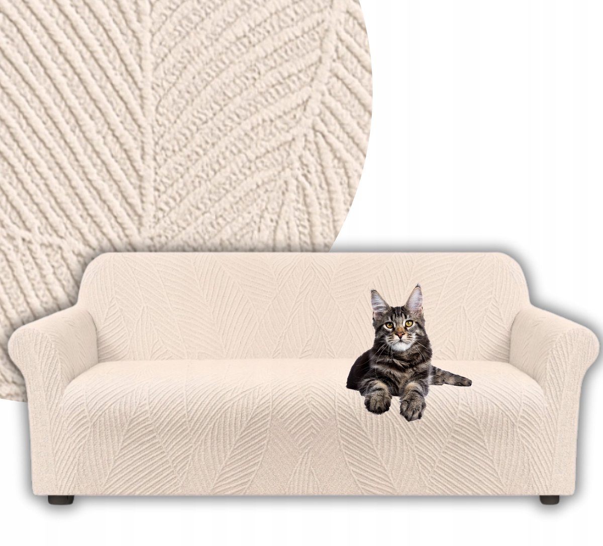 Bankhoes Jacquard Banaan in crème 2-persoons 145-185 cm