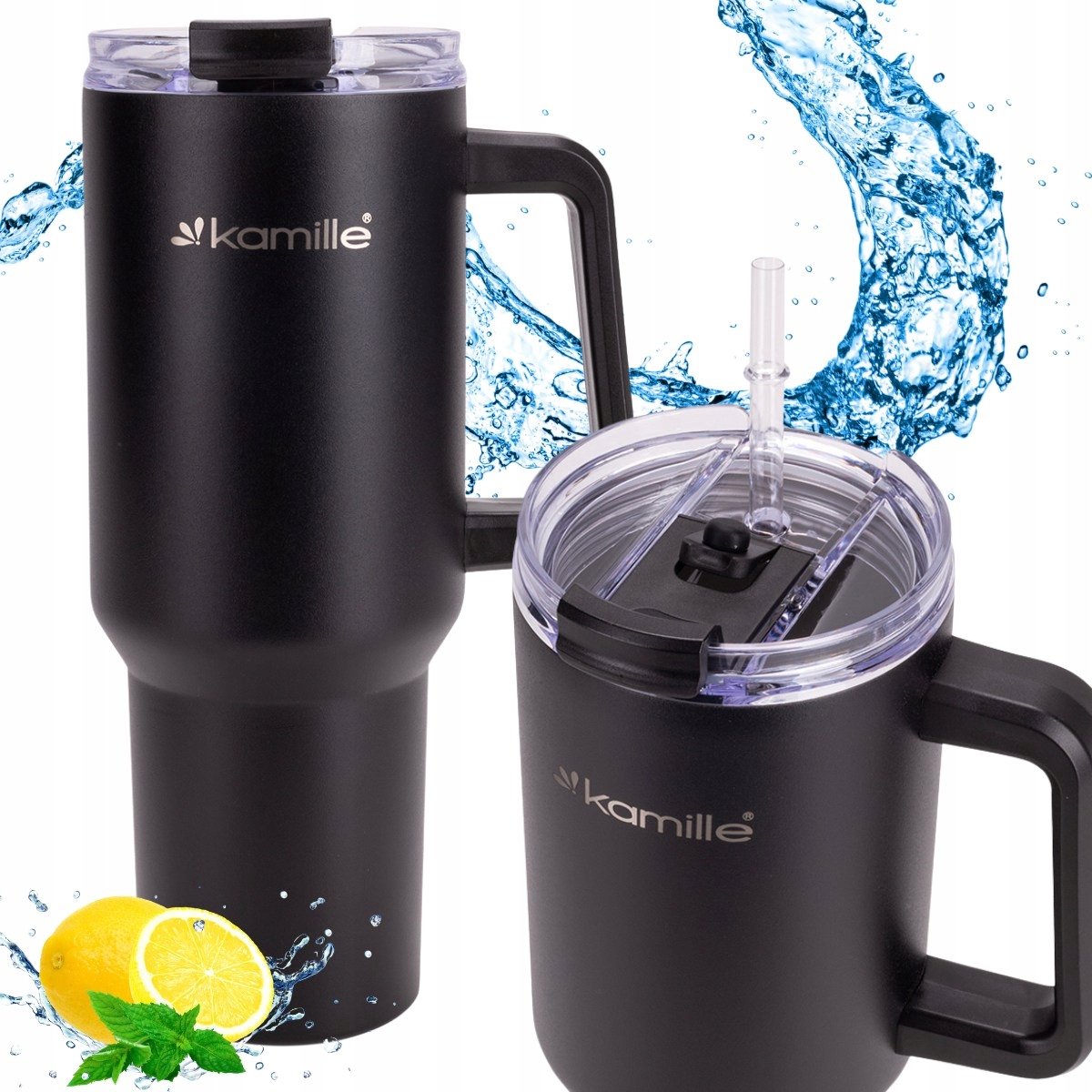 Kamille Thermosbeker RVS 1200ml - 100% Lekvrij & Lange Warmtebehoud