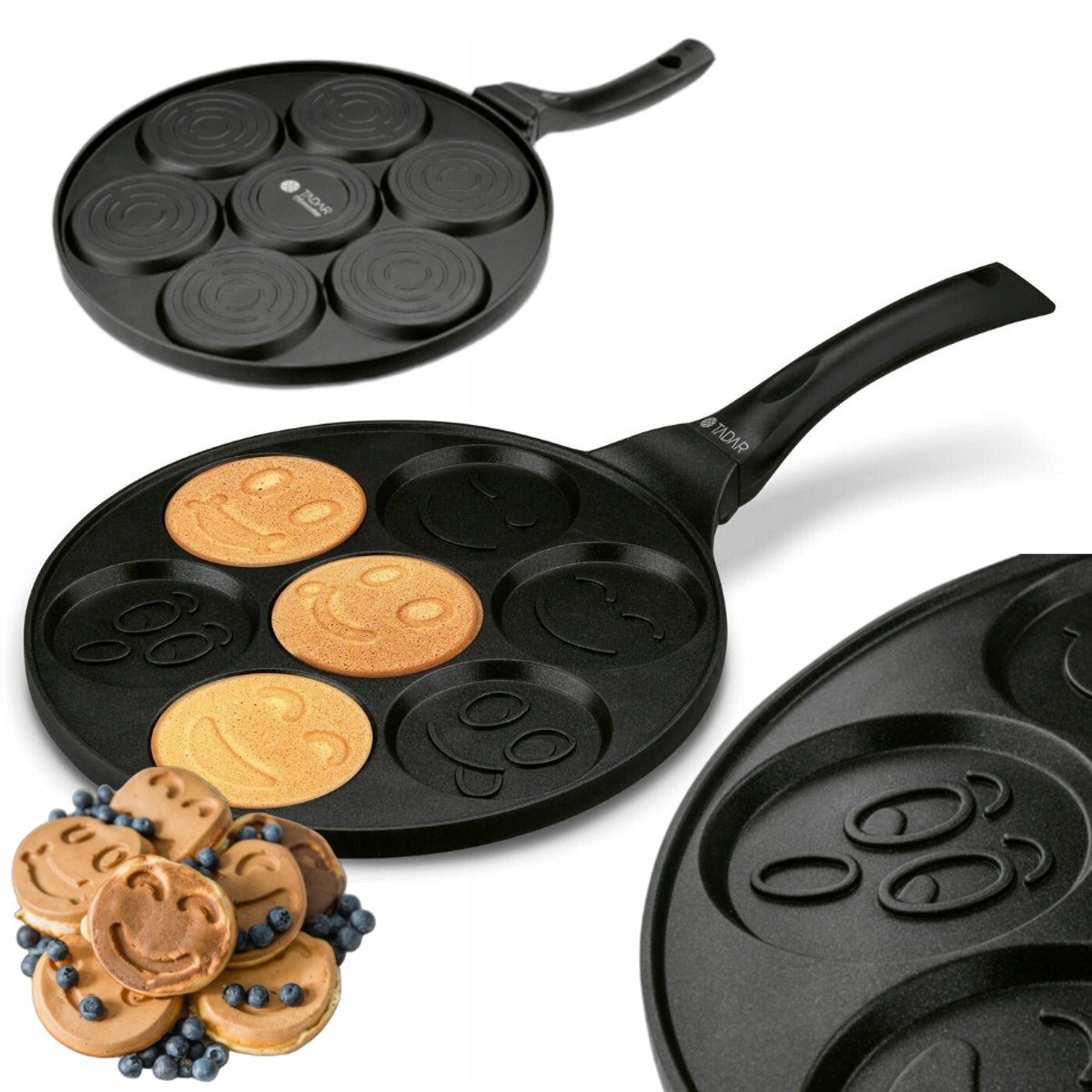 Pannenkoekenpan met 7 smiley gezichtjes - 26 cm - Voor pannenkoeken en eieren