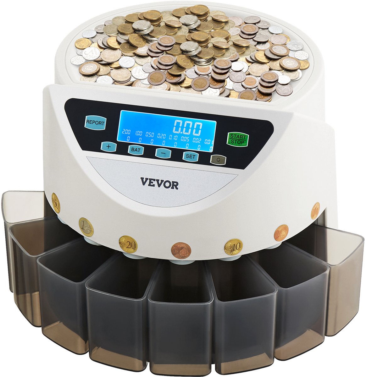 VEVOR Euro Geldtelmachine Muntenteller Muntentelmachine Tot 850 Munten