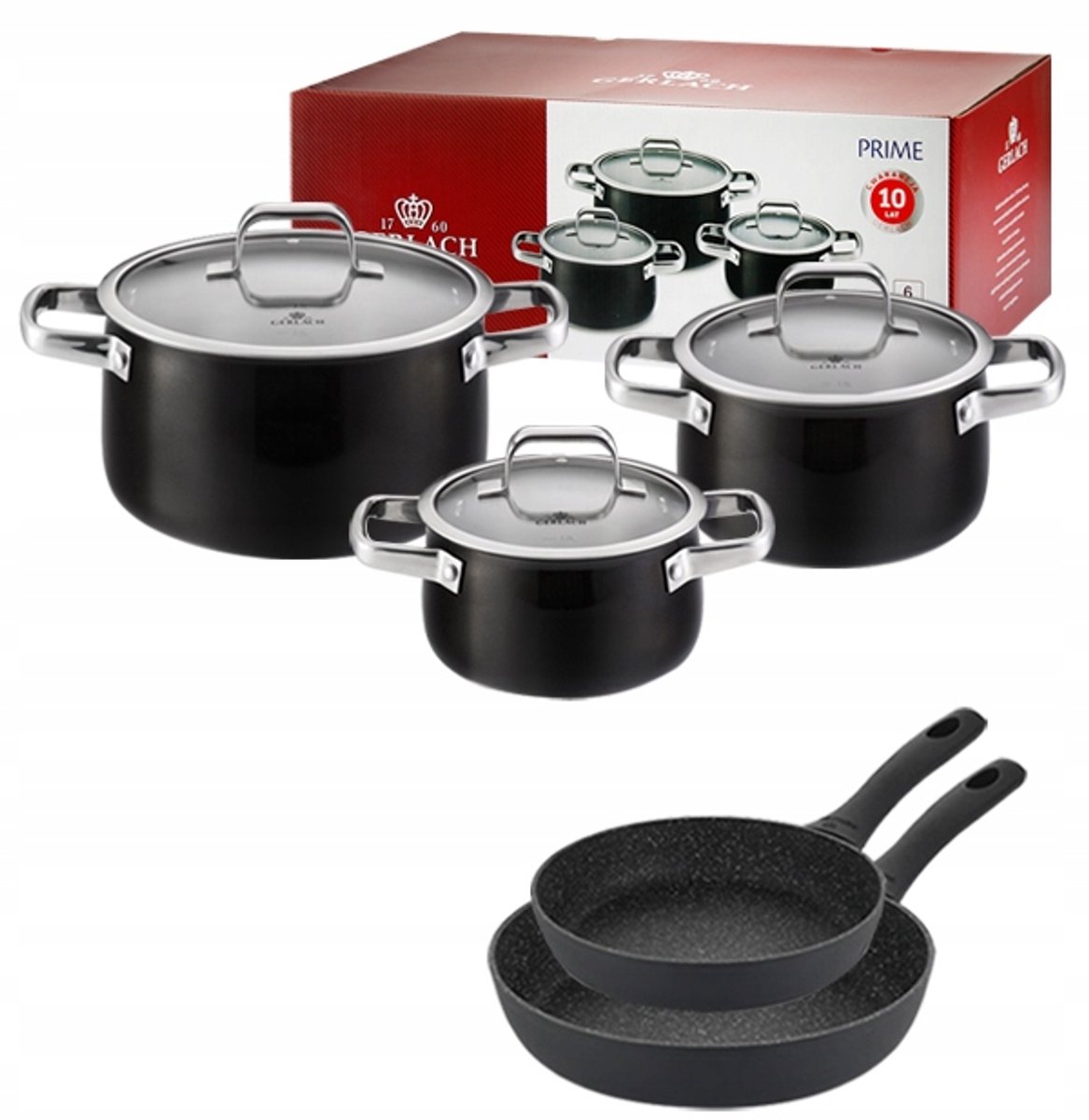 Gerlach Prime Pannenset 6-delig met 2 Granitex Pannen