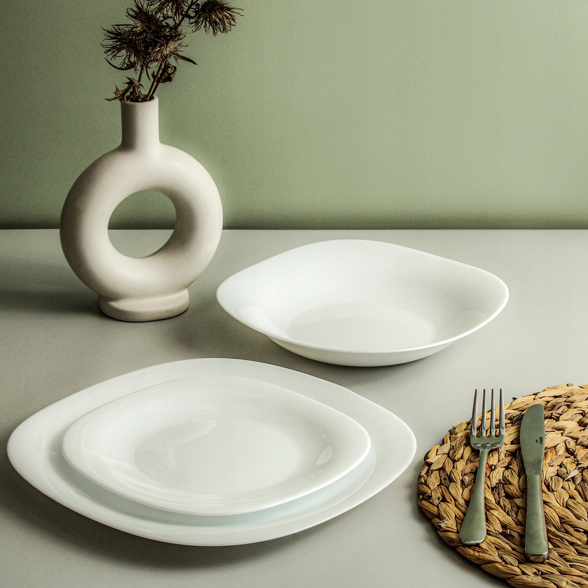 Oderis Porselein Wit 36-delig Servies voor 12 Personen